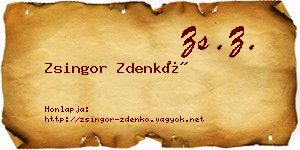 Zsingor Zdenkó névjegykártya